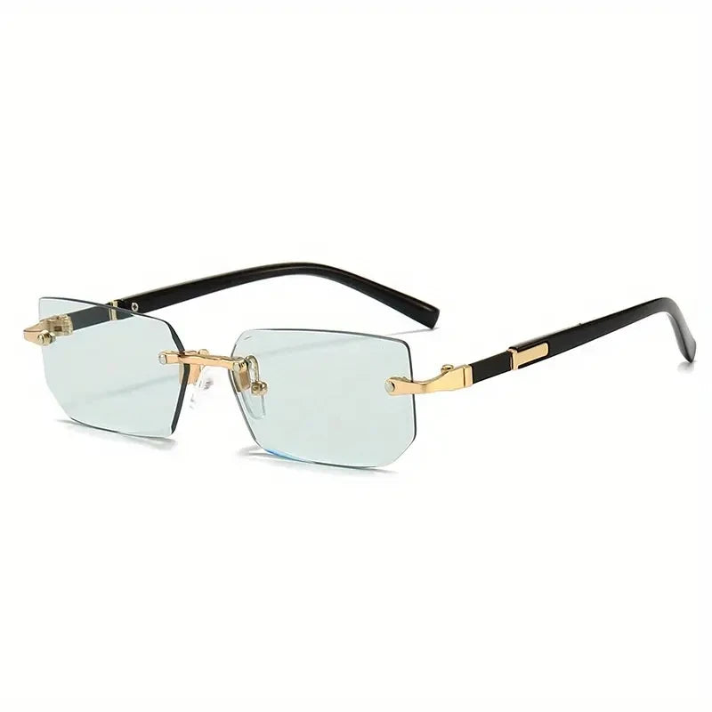 Rimless Rectangle Sunglasses - Trendy Small Square Shades for Women & Men