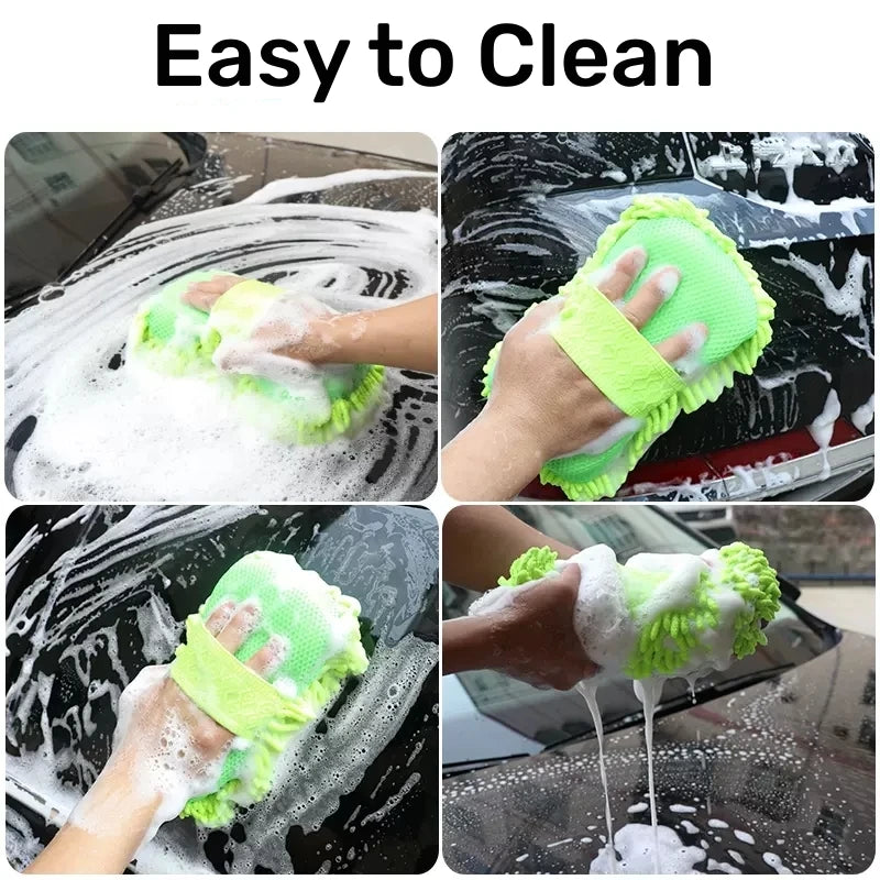 Microfiber Car Wash Sponge & Detailing Glove - Premium Auto Cleaning Kit