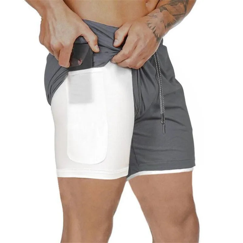 Men's 2-in-1 Running Shorts - Double Layer Athletic Gym Shorts for Training & Beach