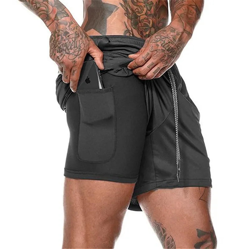 Men's 2-in-1 Running Shorts - Double Layer Athletic Gym Shorts for Training & Beach