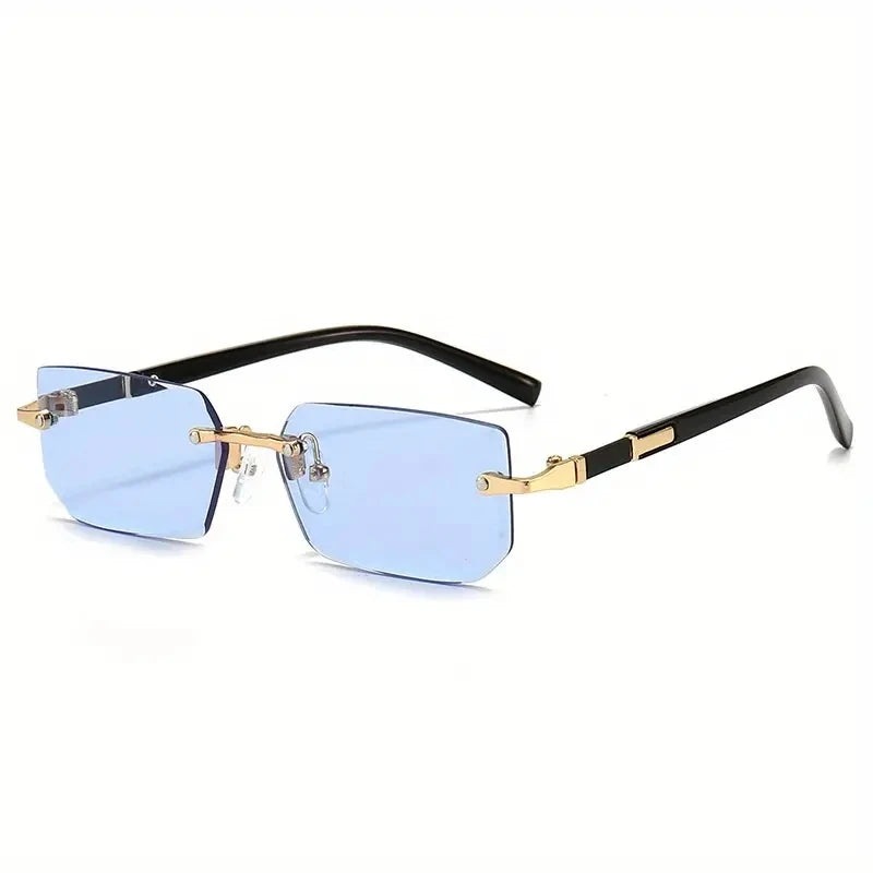 Rimless Rectangle Sunglasses - Trendy Small Square Shades for Women & Men