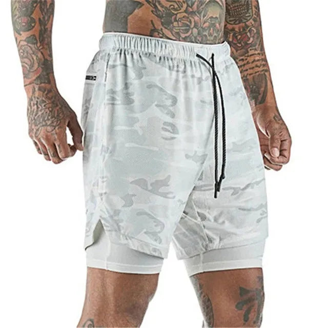 Men's 2-in-1 Running Shorts - Double Layer Athletic Gym Shorts for Training & Beach