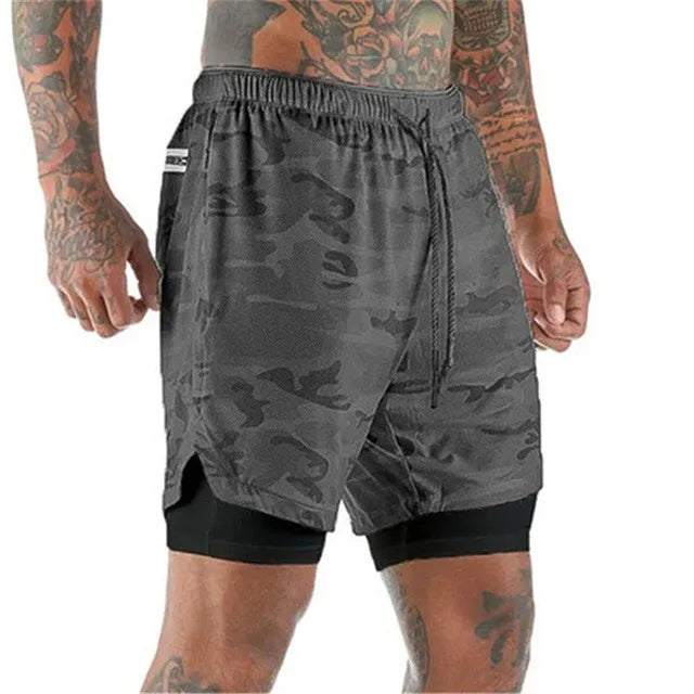 Men's 2-in-1 Running Shorts - Double Layer Athletic Gym Shorts for Training & Beach