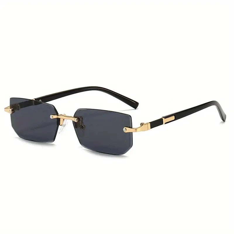 Rimless Rectangle Sunglasses - Trendy Small Square Shades for Women & Men