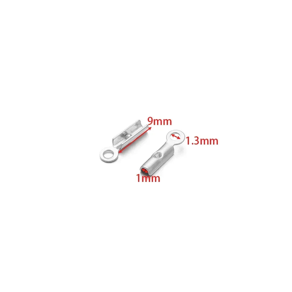 50pcs Stainless Steel High Quality Crimp End Beads Caps Leather Cord Clips for DIY Jewelry Making Necklace Connectors Supplies