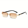 Rimless Rectangle Sunglasses - Trendy Small Square Shades for Women & Men