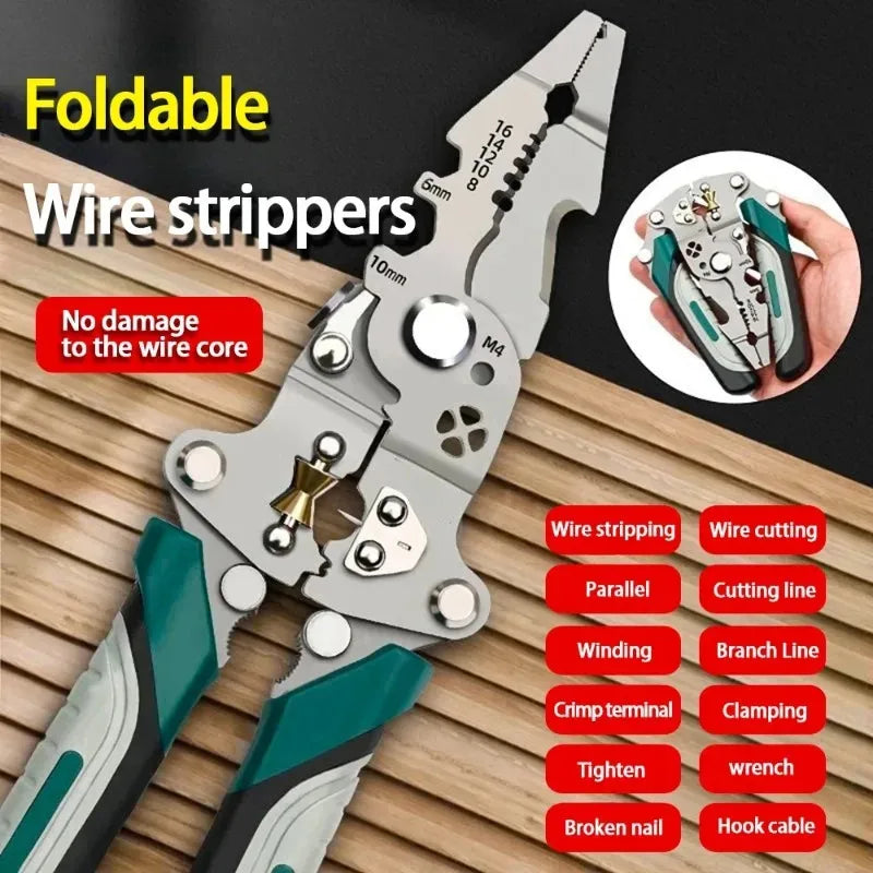 Multi-Function Wire Stripper Pliers - Foldable Electrician Crimping Tool