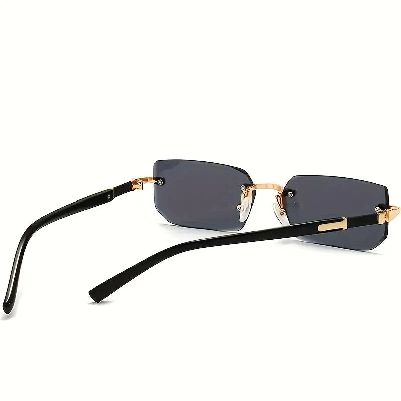 Rimless Rectangle Sunglasses - Trendy Small Square Shades for Women & Men