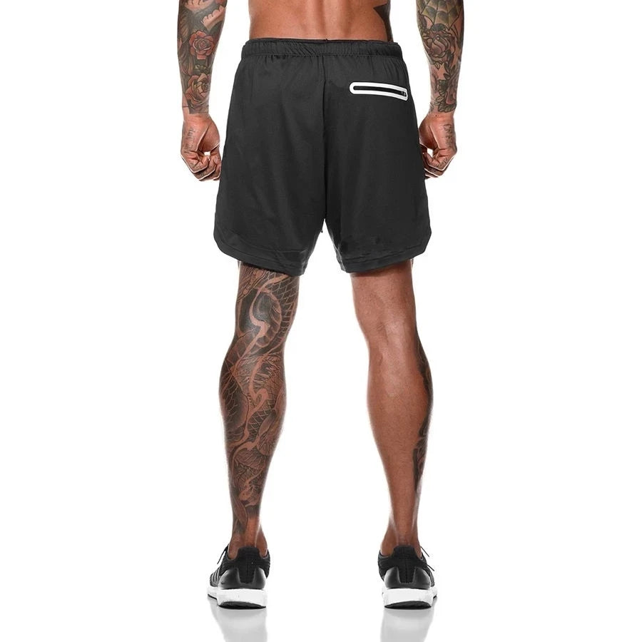 Men's 2-in-1 Running Shorts - Double Layer Athletic Gym Shorts for Training & Beach
